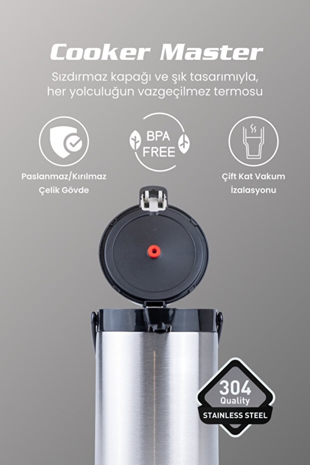 Cooker 3,5 Litre Paslanmaz Çelik Termos Siyah CKR2008