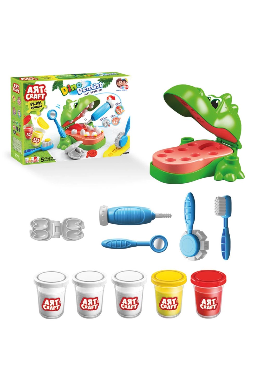 Dino Sevimli Oyuncak Dişçi  Oyun Hamuru Set