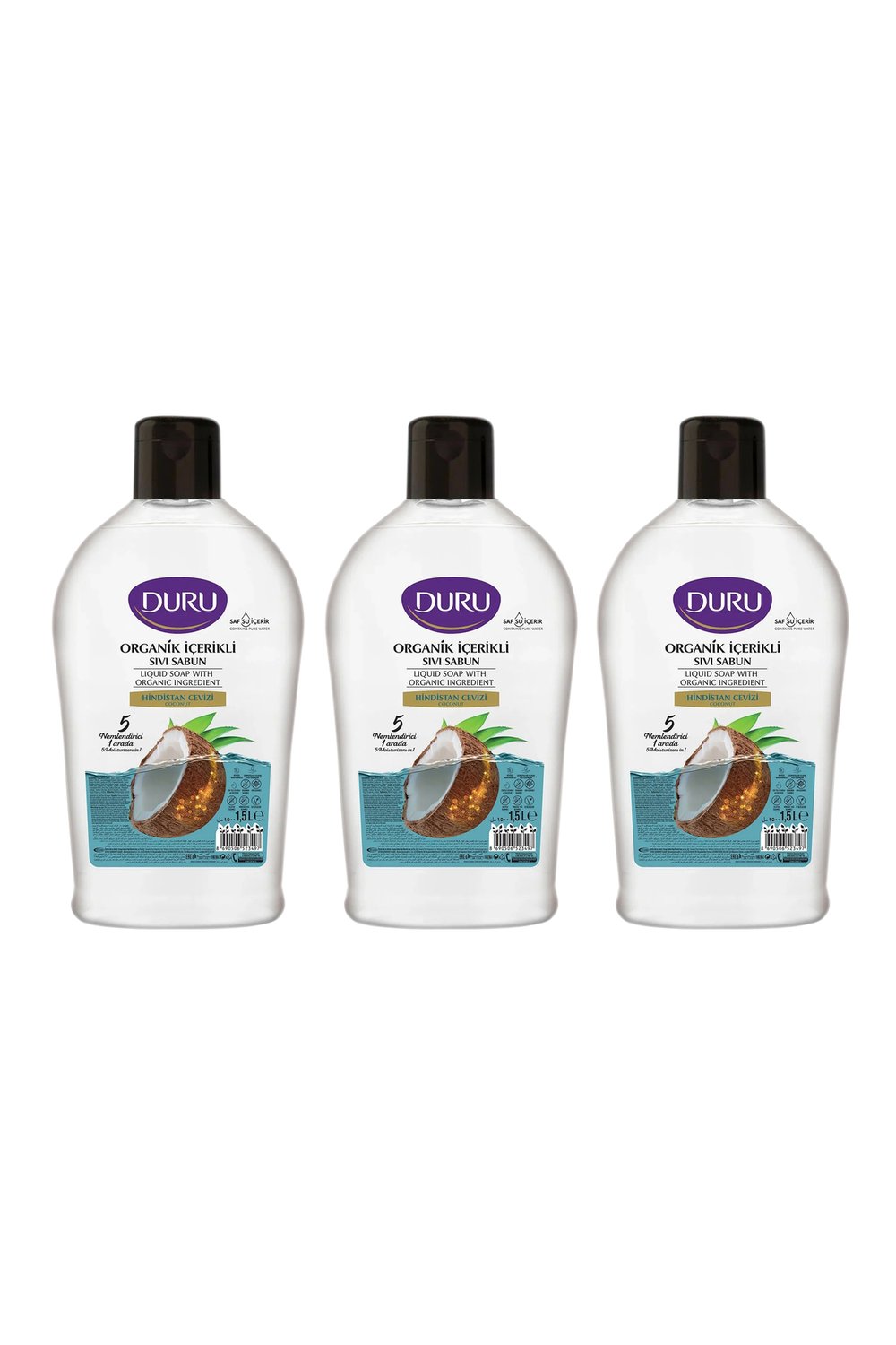 Duru Organik Hindistan Cevizi Sıvı Sabun 1500 ml x3 Adet