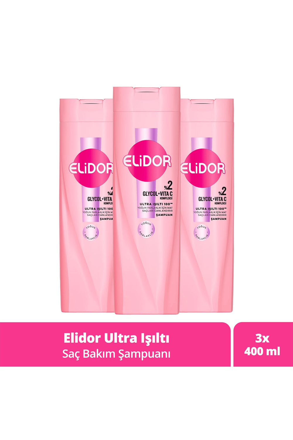 Elidor Saç Bakım Şampuanı Ultra Işıltı Yoğun Parlaklık 400 ml x3 Adet