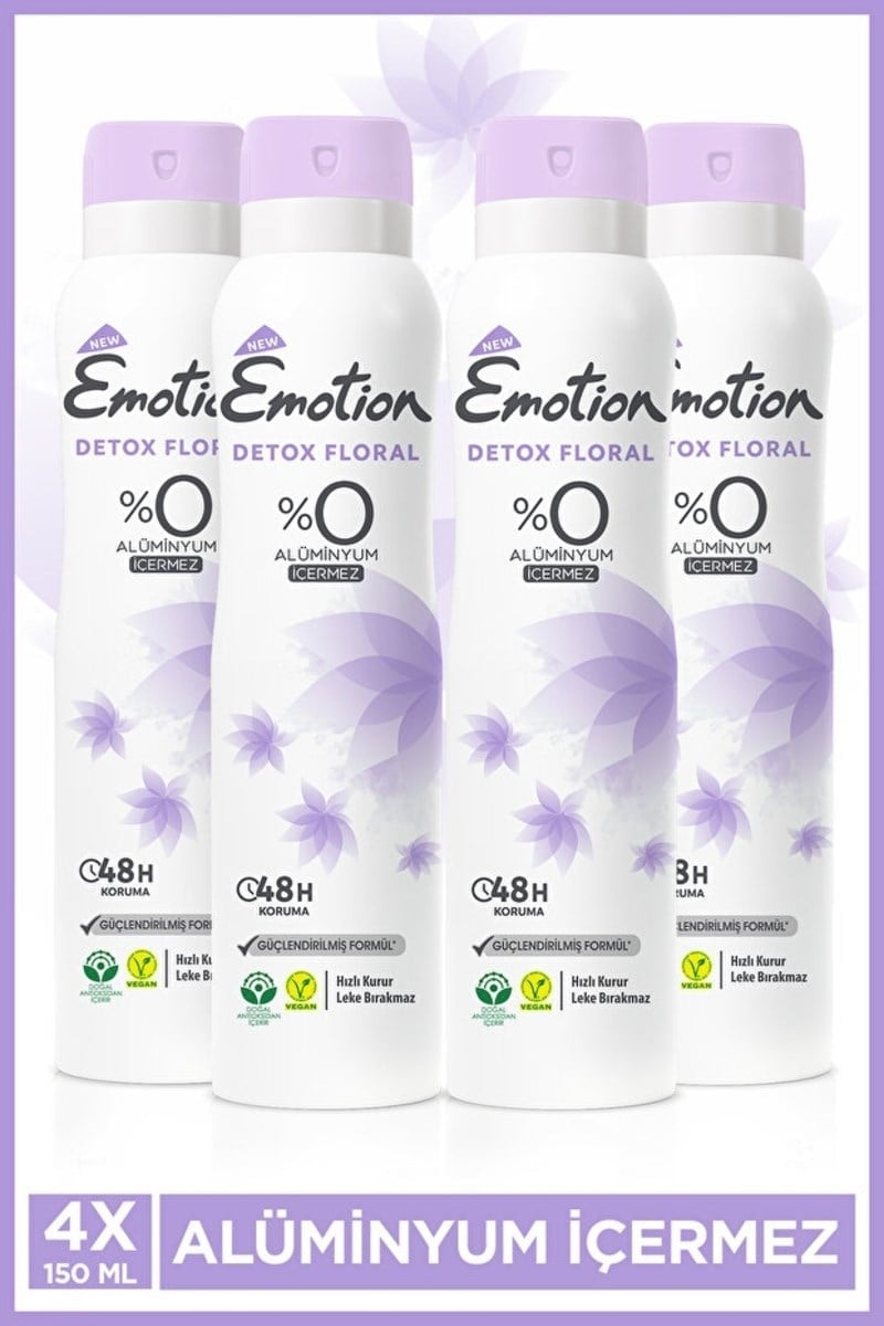 Emotion Detox Floral Kadın Deodorant Sprey 150 ml X4