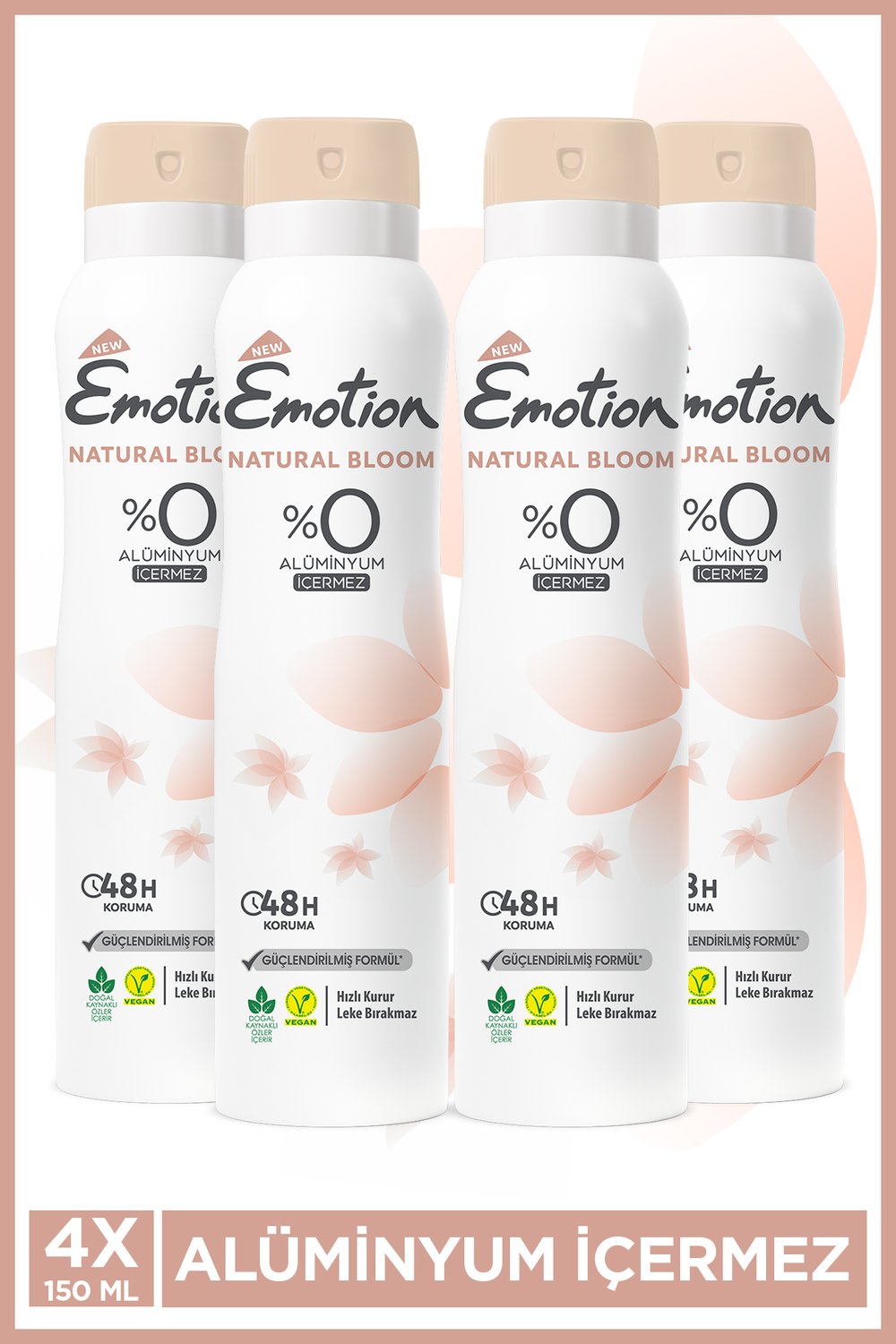 Emotion Natural Bloom Kadın Deodorant 150 ml x4 Adet