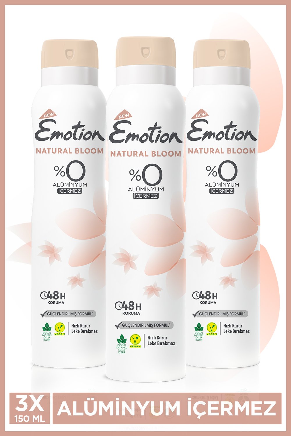 Emotion Natural Bloom Kadın Deodorant 150 ml x3 Adet