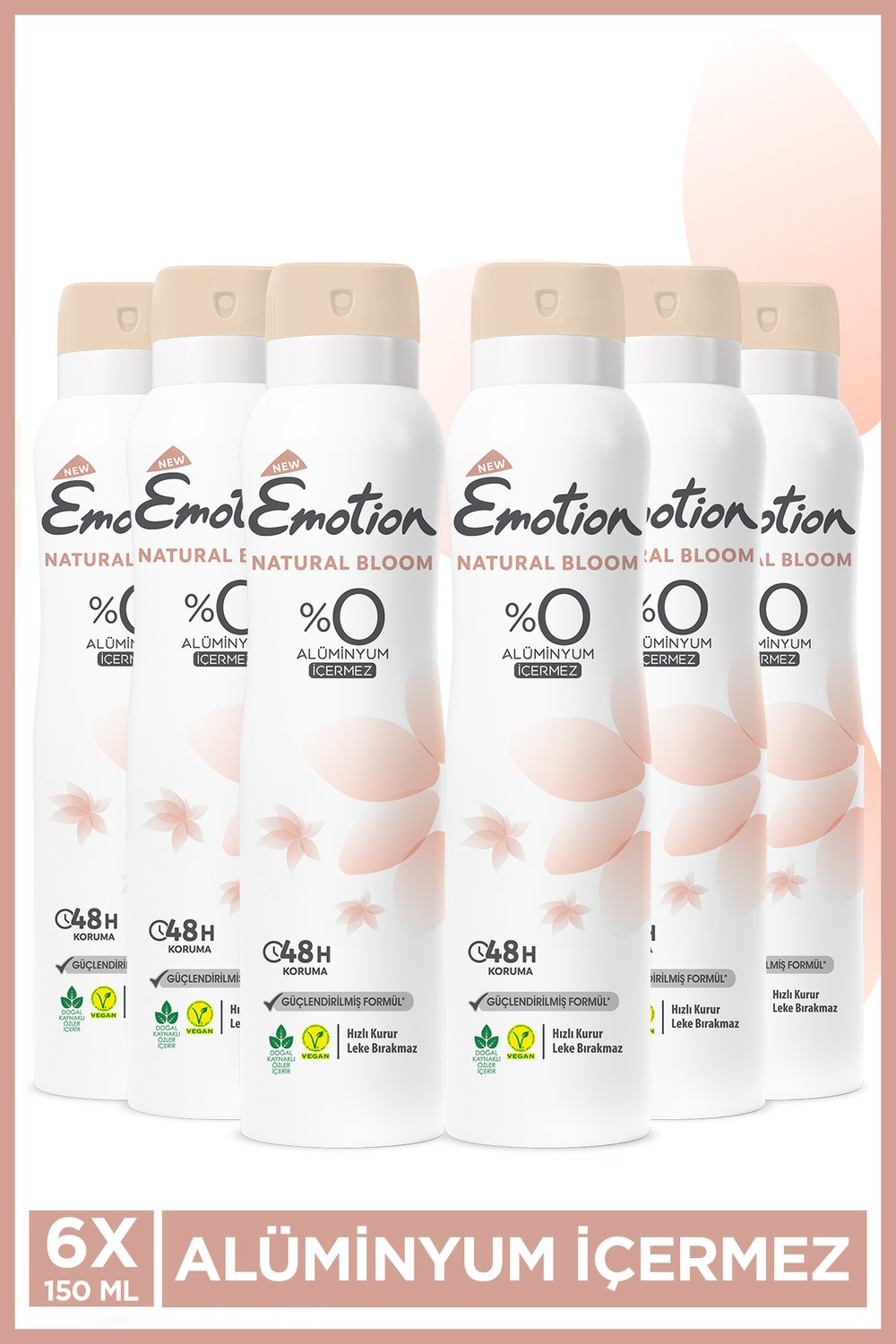 Emotion Natural Bloom Kadın Deodorant 150 ml x6 Adet