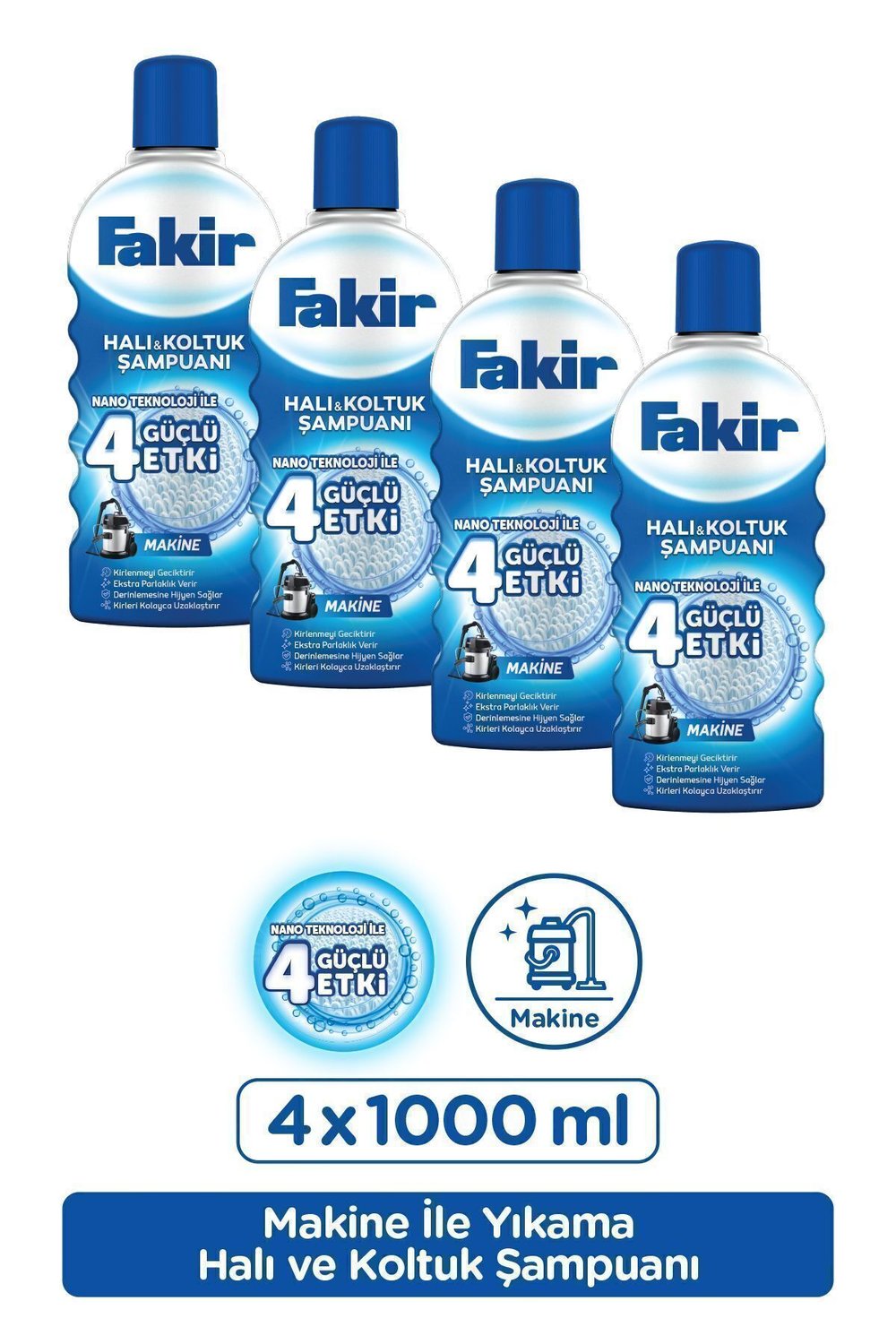 Fakir Makine Klasik Nano Halı Ve Koltuk Şampuanı 1000 ml X 4 Adet