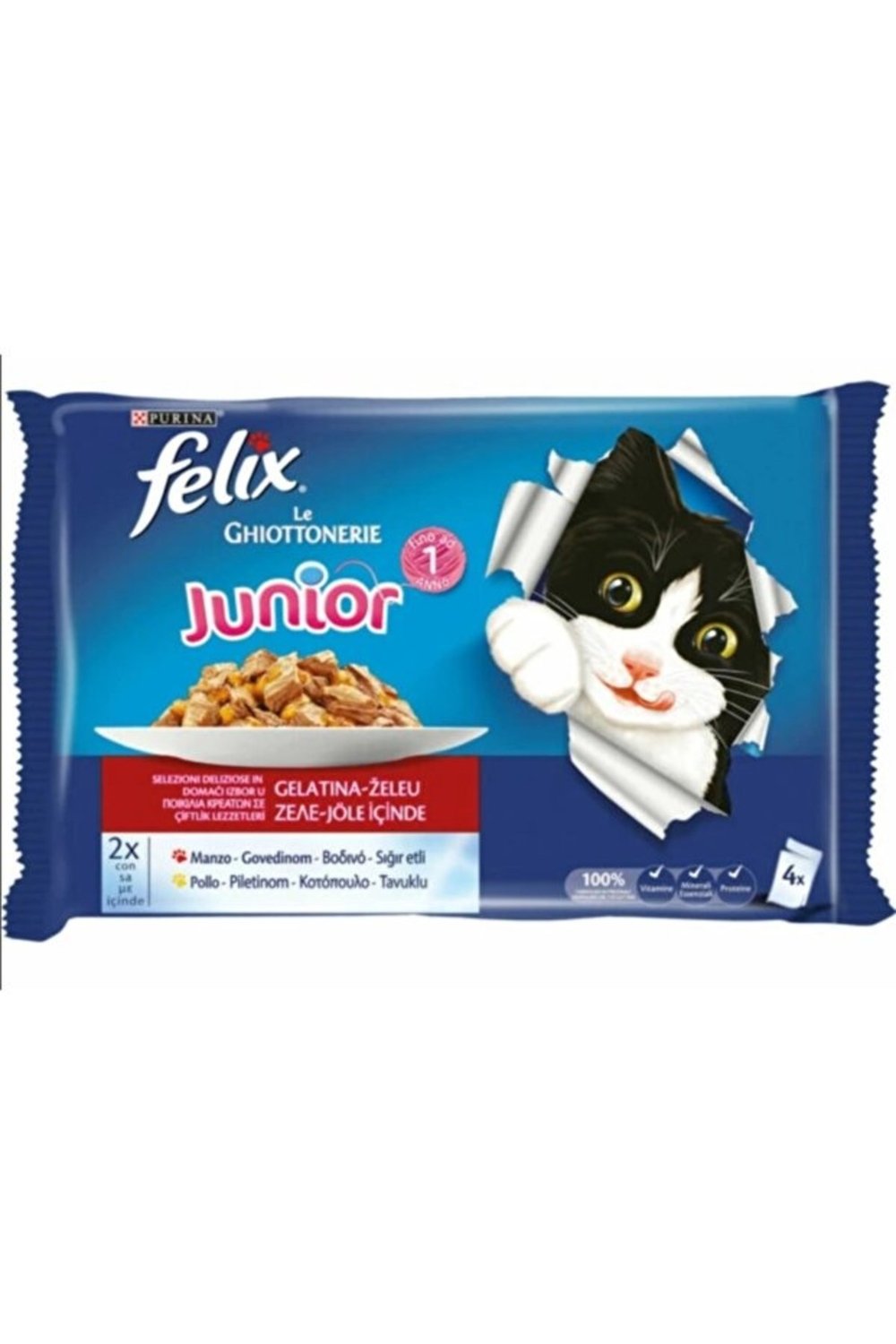 Felix Tavuklu Ve Sığır Etli Yavru Kedi Maması 4x85gr  X5 Adet