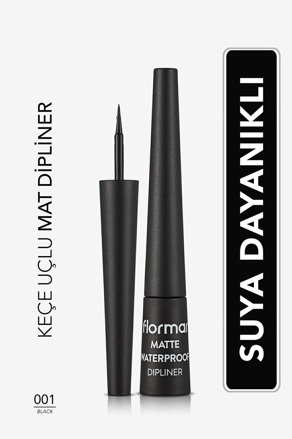 Flormar Suya Dayanıklı Mat Dipliner (SİYAH) - Waterproof Dipliner - 001 Black - 8690604536481