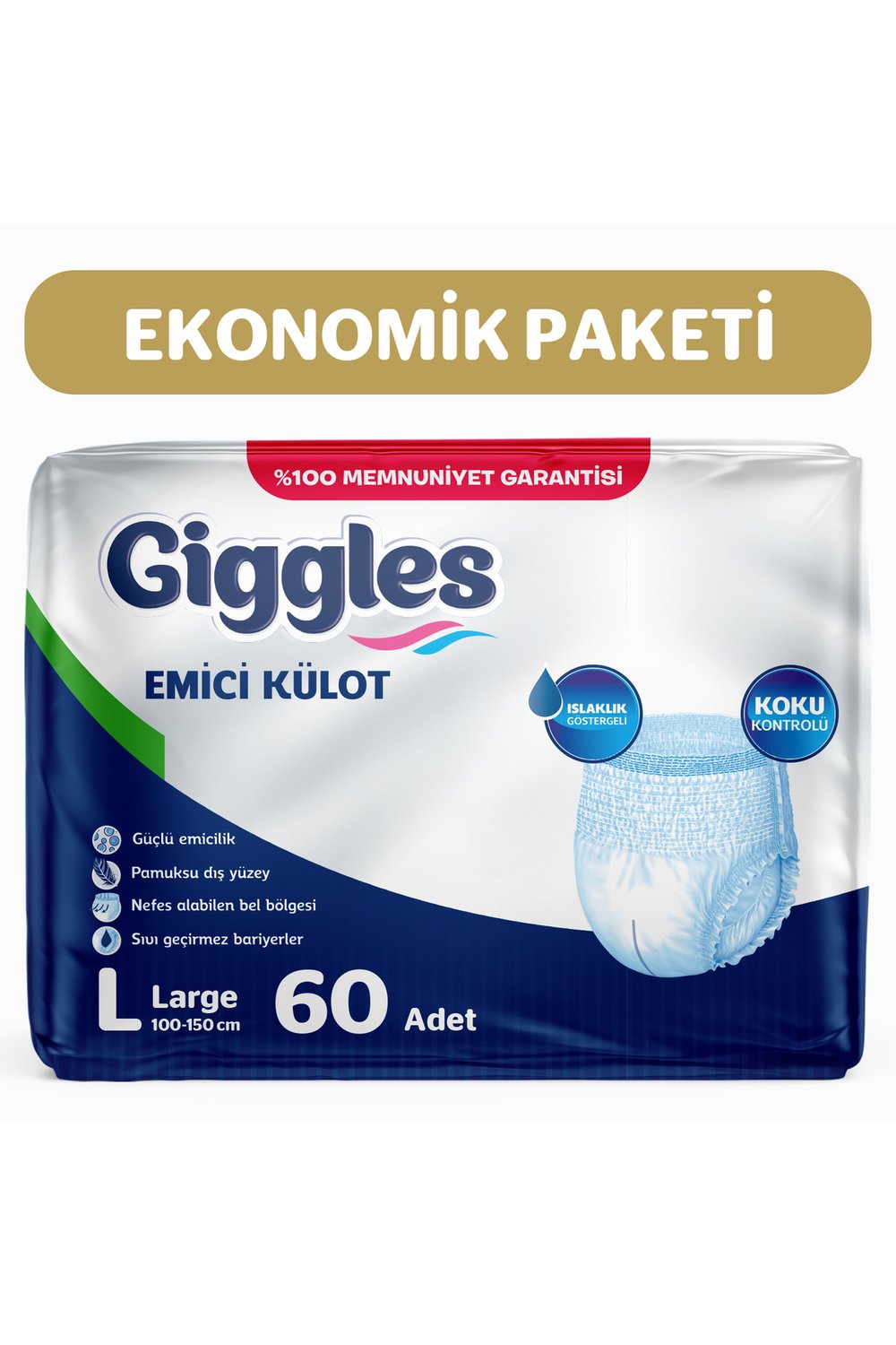 Giggles Külotlu Yetişkin Hasta Bezi Orta Boy L beden 30'lu x2 Adet