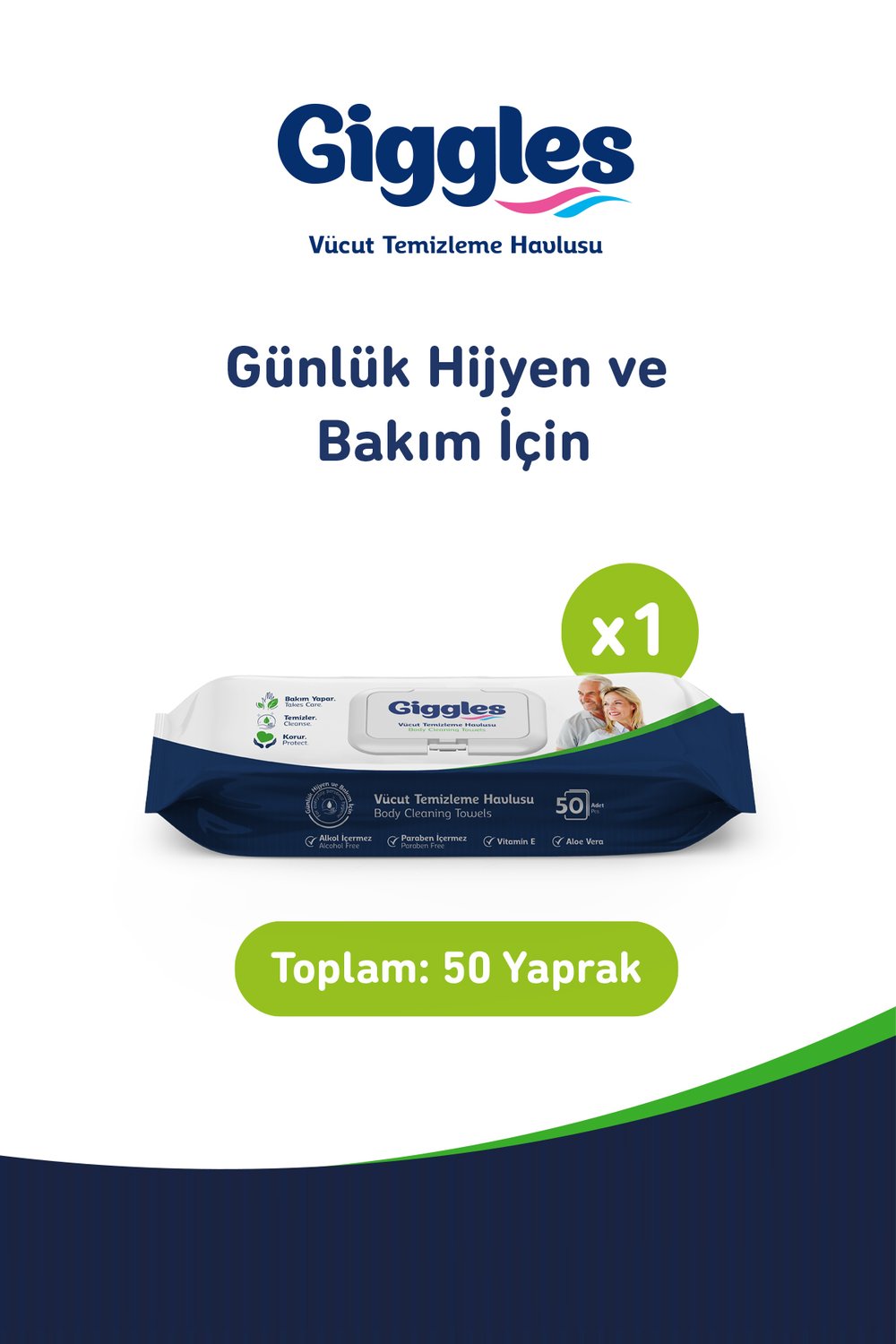 Giggles Vücut Temizleme Havlusu 50 Adet