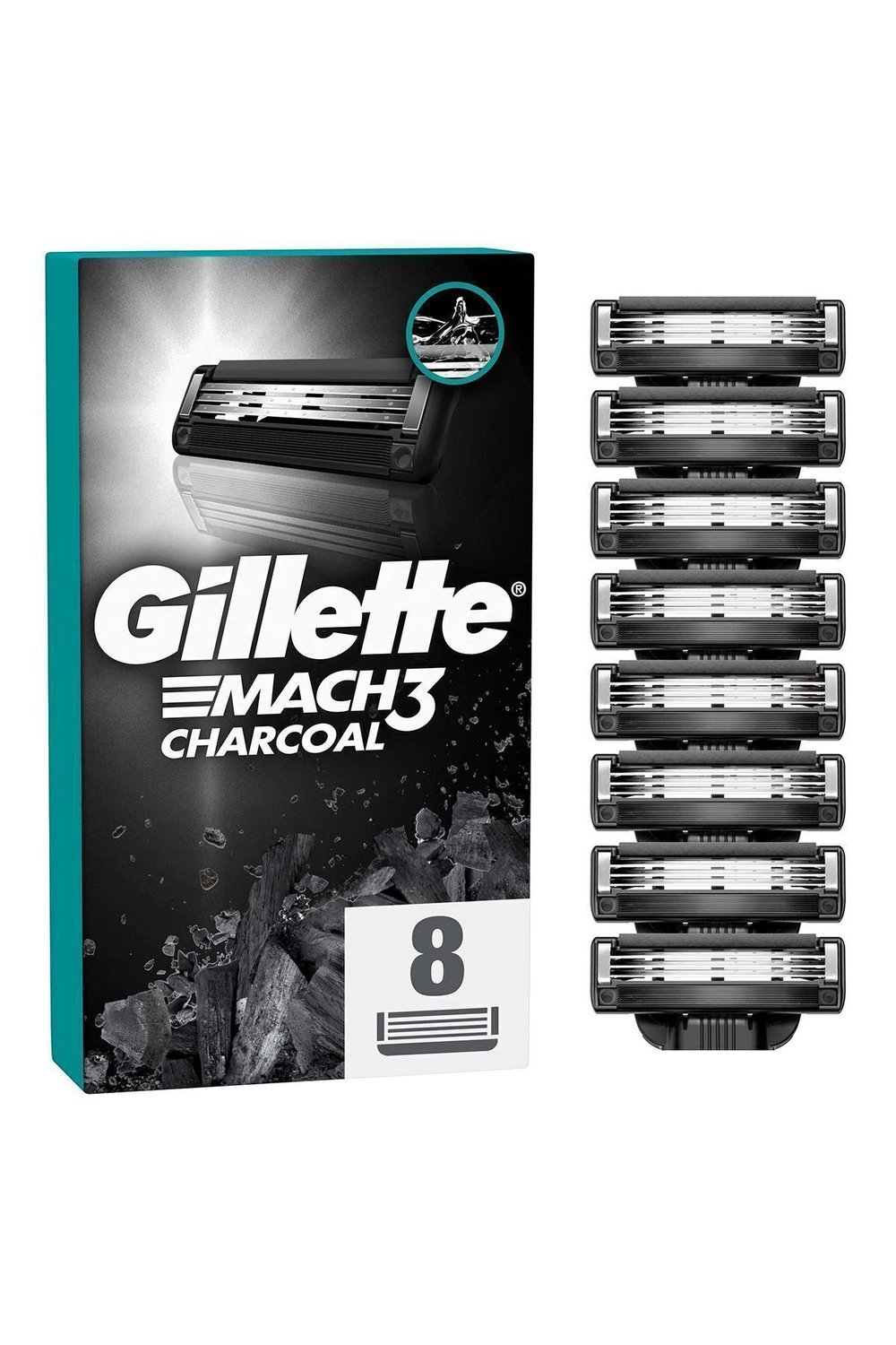 Gillette Mach3 Charcoal Avantajlı Yedek Tıraş Bıçağı 8'li