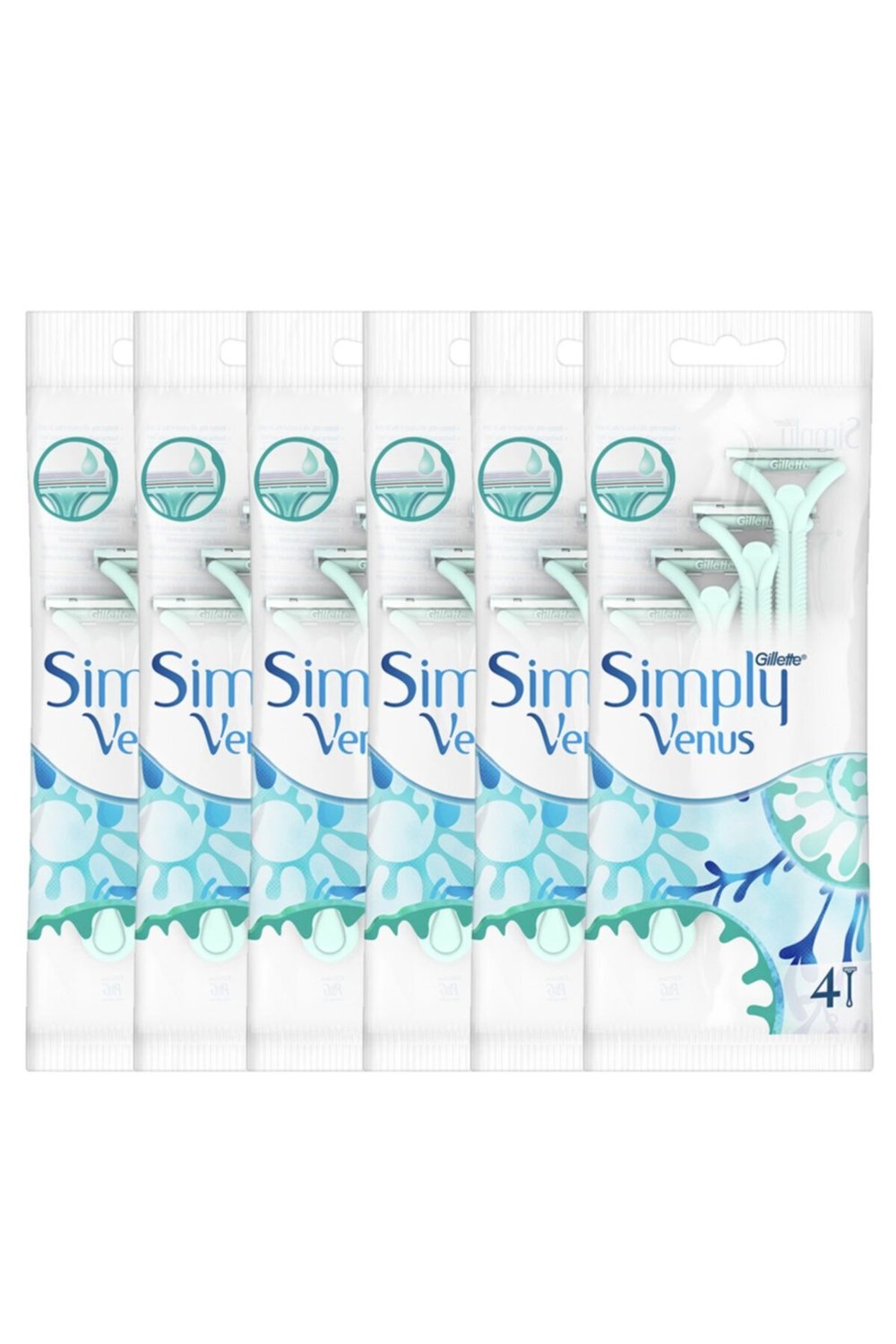 Gillette Venus Kadın Poşet Venüs Simply 4'lü Yedek x6 Adet