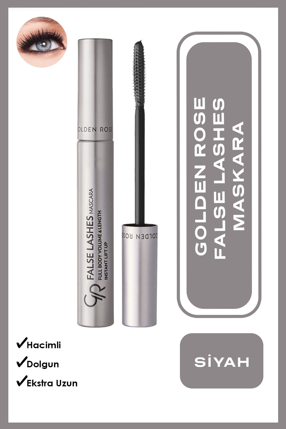 Golden Rose False Lashes Mascara - Black - Hacim Veren Maskara - 8691190122416