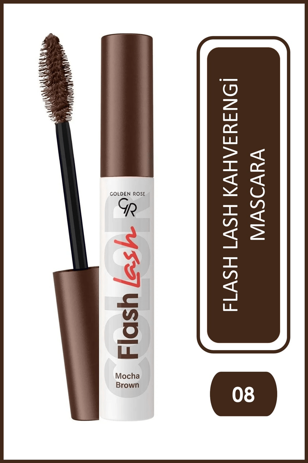 Golden Rose Flash Lash Colered Mascara No:08 Mocha Brown - Renkli Maskara - 8691190515799