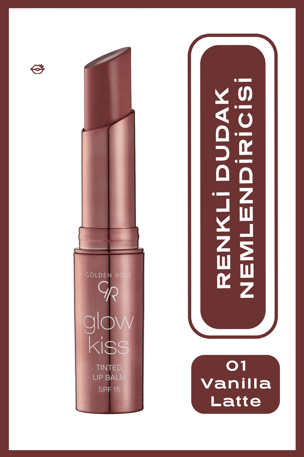 Golden Rose Glow Kiss Tinted Lip Balm No:01 Vanilla Latte - Renkli Dudak Nemlendirici - 8691190440787