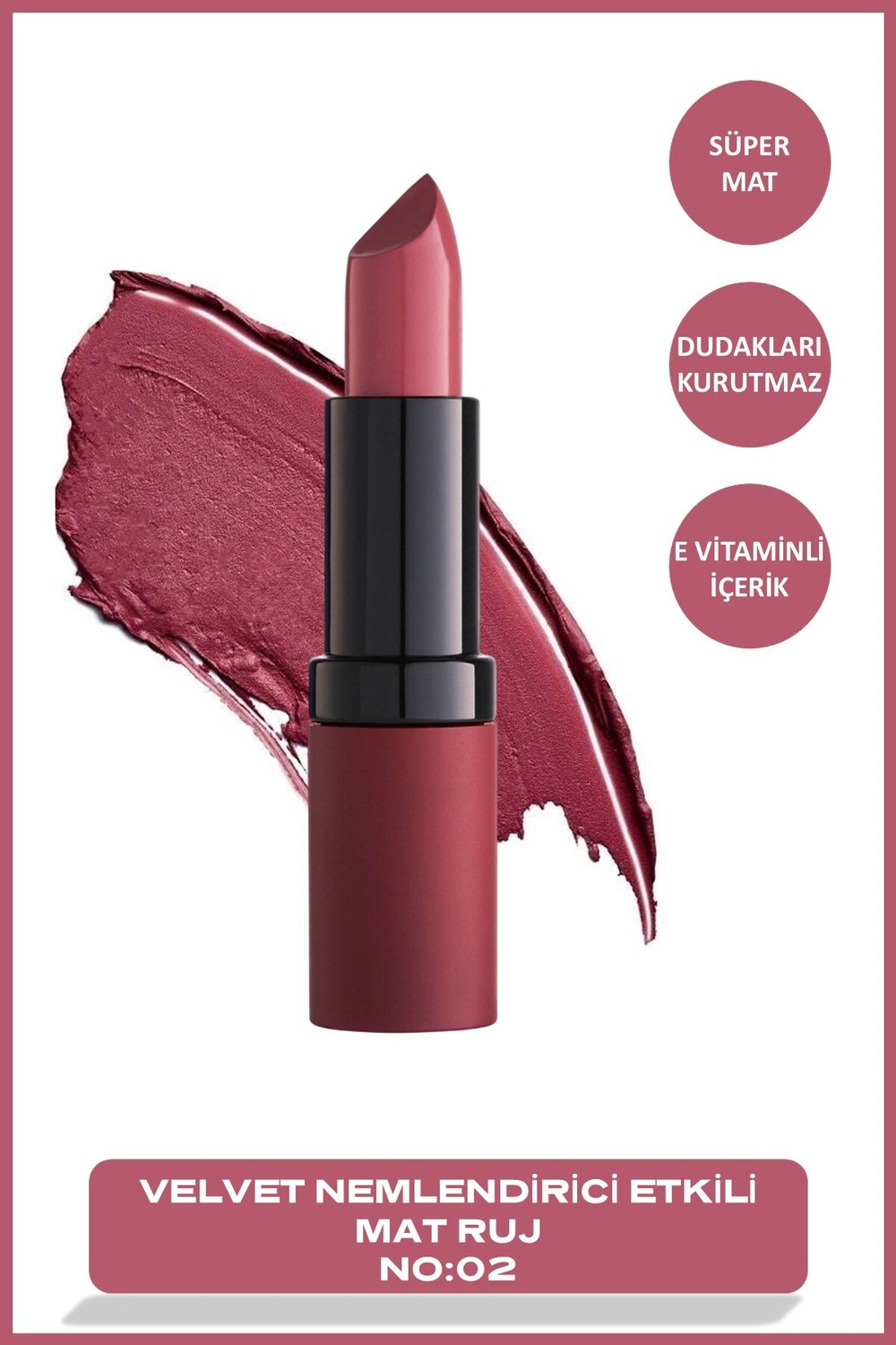 Golden Rose Velvet Matte Lipstick Mat Ruj No: 02