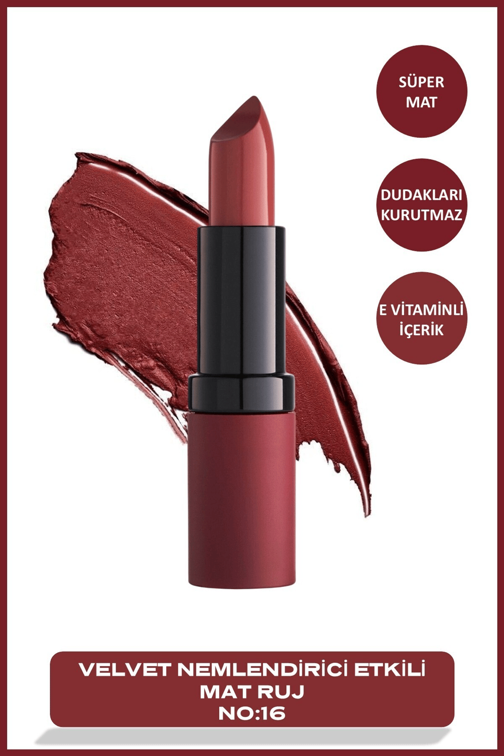 Golden Rose Velvet Matte Lipstick No: 16 Velvet - Mat Ruj - 8691190466169