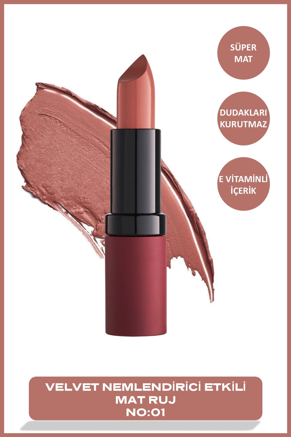 Golden Rose Velvet Matte Lipstick No:01 Brown Nude - Mat Ruj - 8691190466015