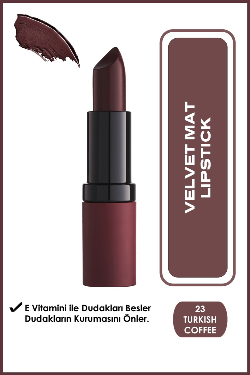 Golden Rose Velvet Matte Lipstick Turkish Coffee - Mat Ruj - No: 23