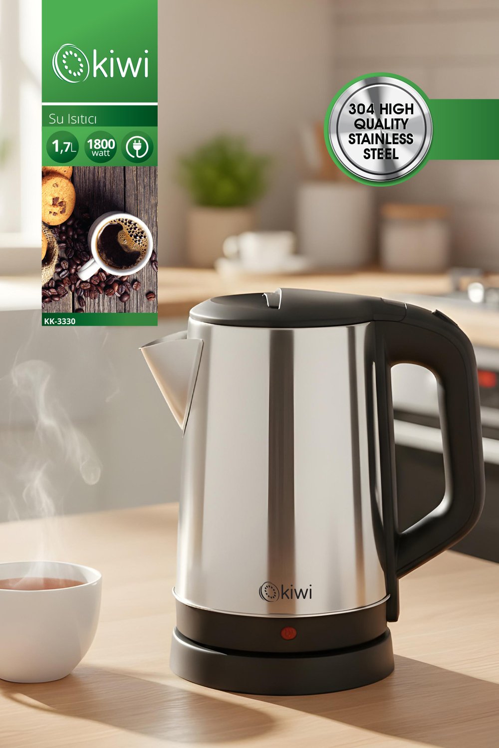 Kiwii Su Isıtıcı Çelik Kettle Kk-3330