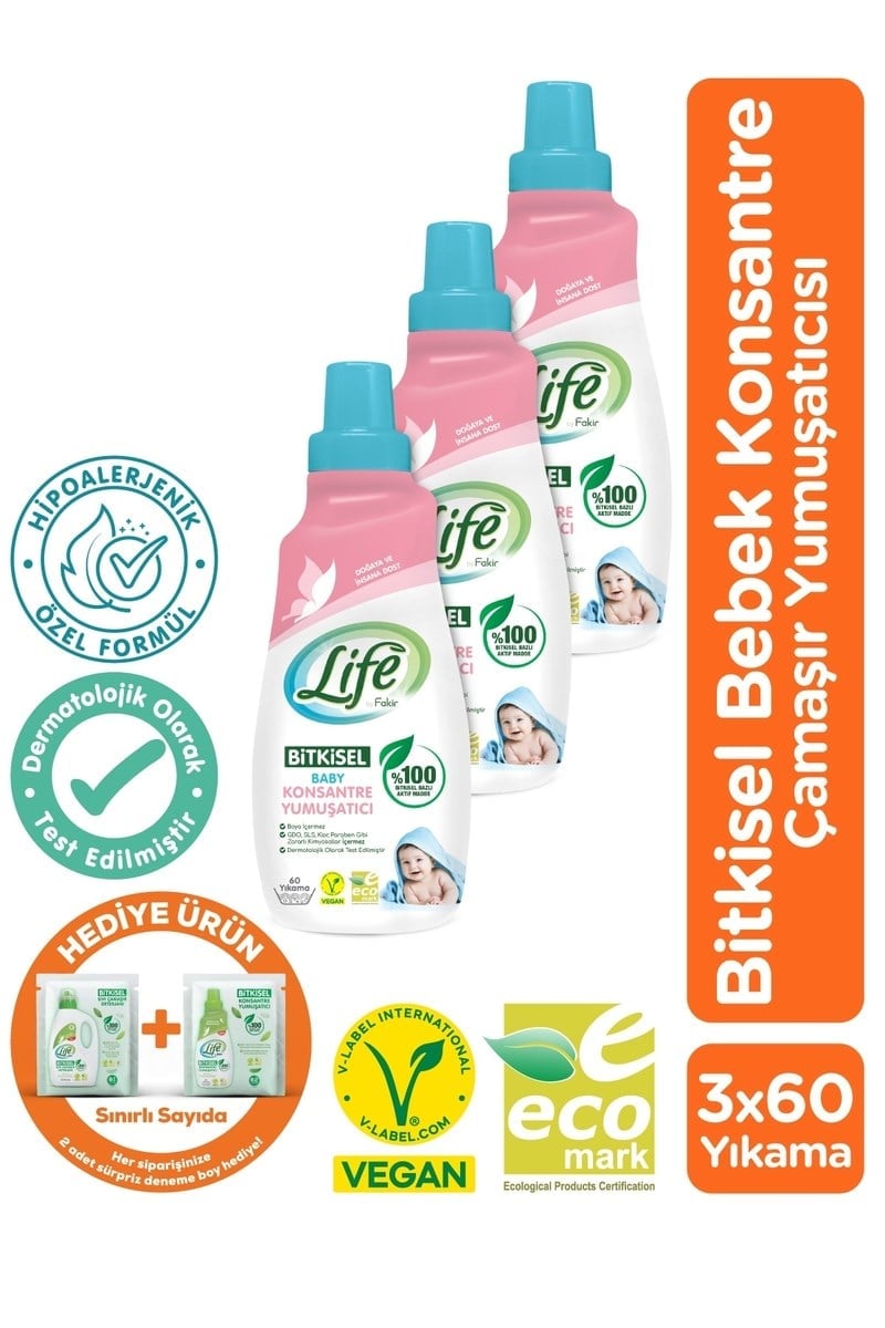 Life By Fakir Bitkisel Bebek Çamaşır Yumuşatıcısı 1500 ml x3 Adet