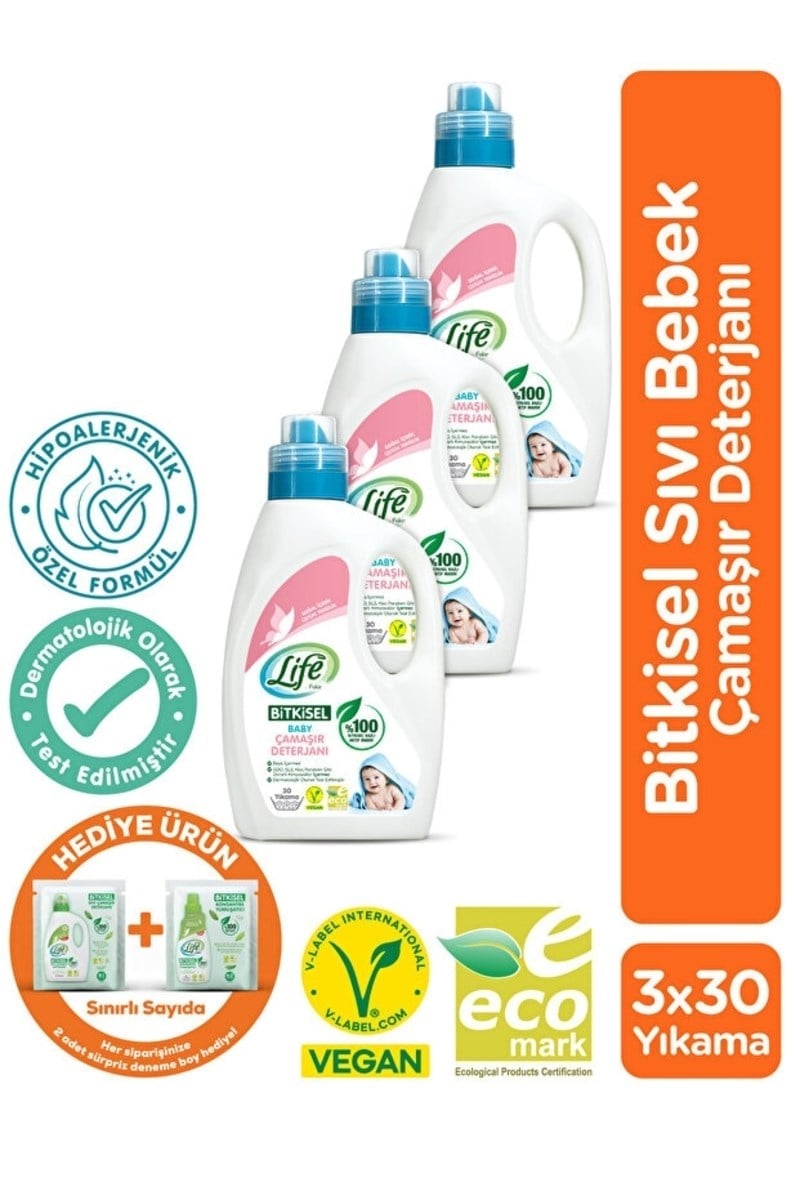 Life By Fakir Life Fakir Bebek Çamaşır Deterjanı 1500 ml x3 Adet