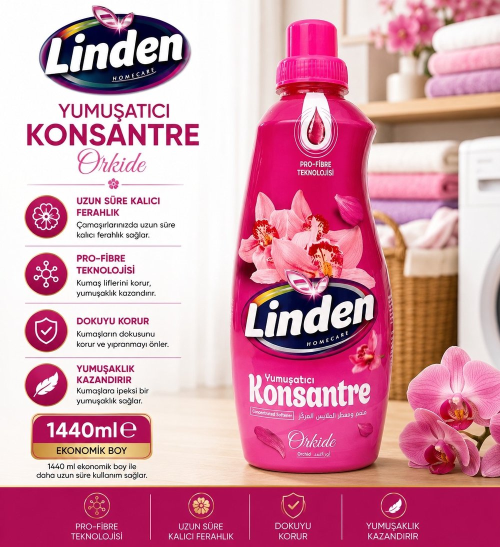 Linden Konsantre Yumuşatıcı  Orkide 1440 ml 