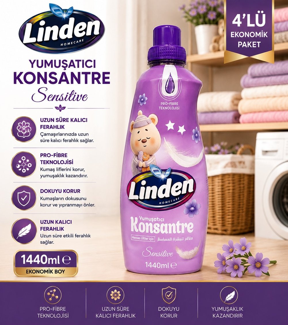 Linden Konsantre Yumuşatıcı Sensetive 1440 ml 