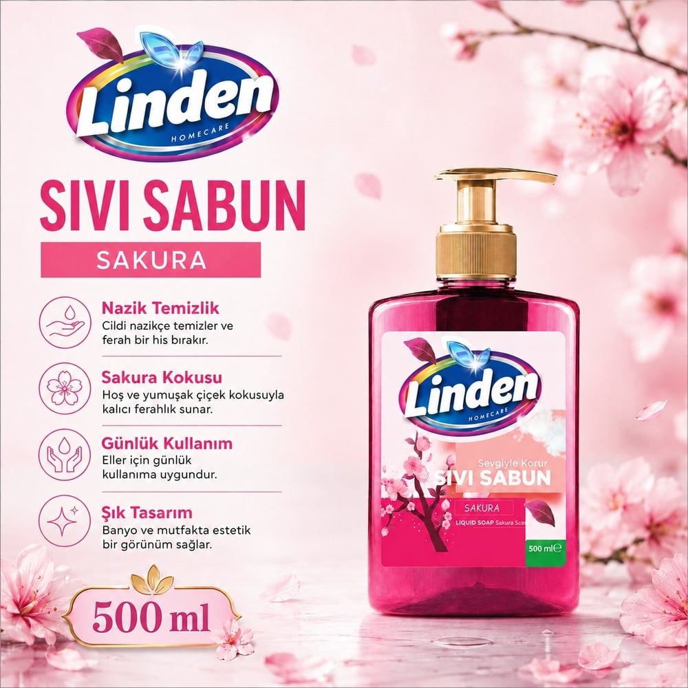 Linden Sıvı Sabun Sakura 500 ml