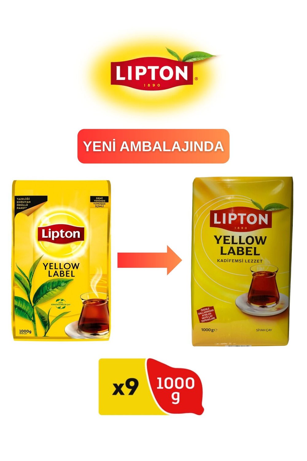 Lipton Yellow Label Çay 1000 Gr x9 Adet