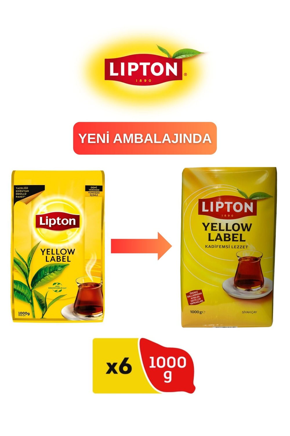 Lipton Yellow Label Dökme Çay 1000 gr x6 Adet