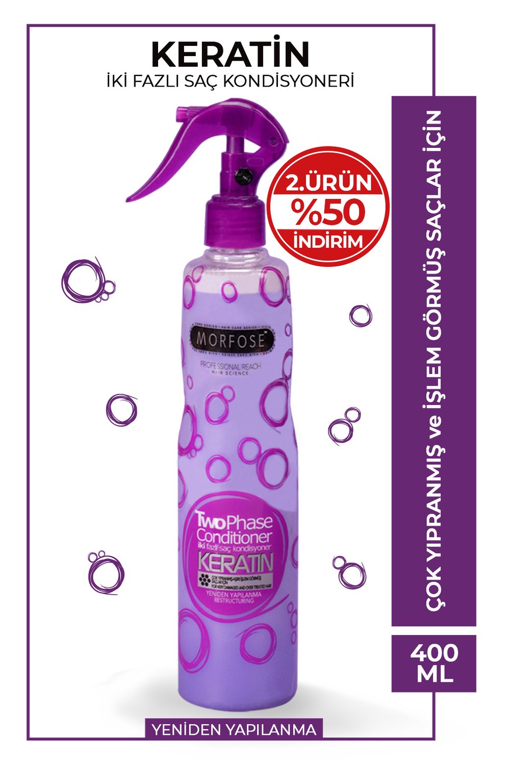 Morfose  Keratin Içerikli Fön Suyu Mor 400 Ml
