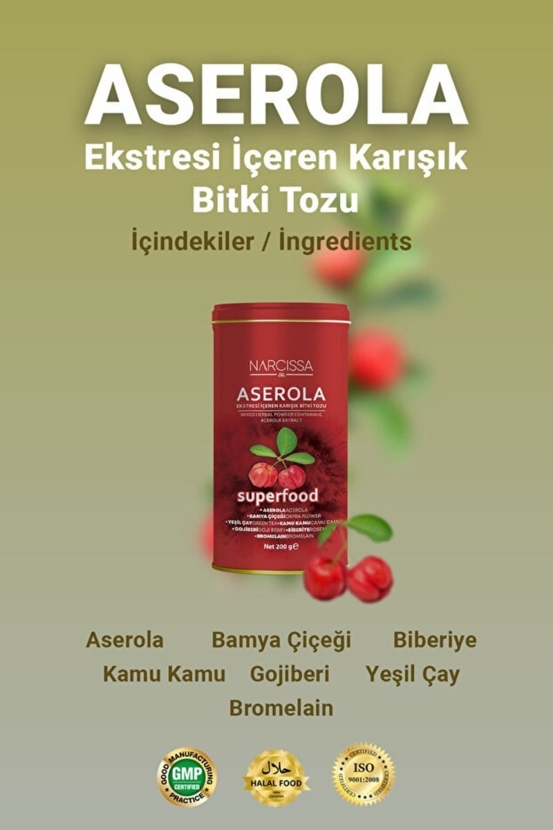 Narcissa Aserola Ekstresi içeren Karışık Bitki Tozu - Aserola Detoks Form Çayı