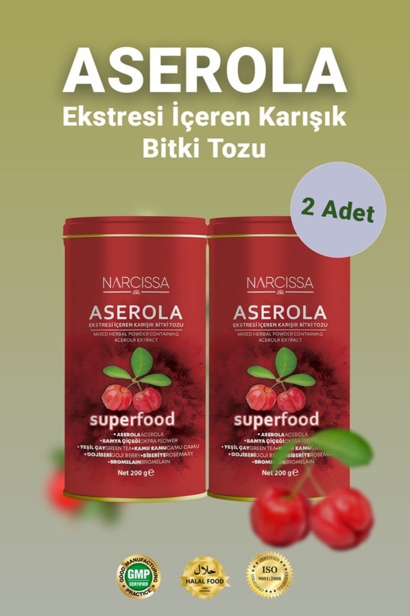 Narcissa Aserola Ekstresi içeren Karışık Bitki Tozu - Aserola Detoks Form Çayı 2 Adet
