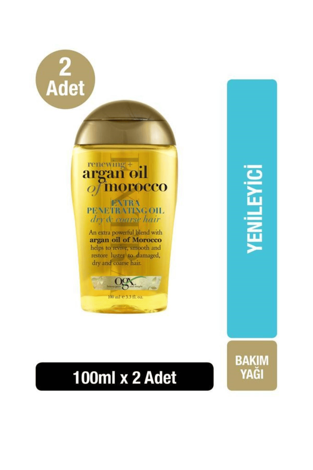 OGX Yenileyici Argan Oil Of Morocco Sülfatsız Saç Bakım Yağı 100 ml x2 Adet