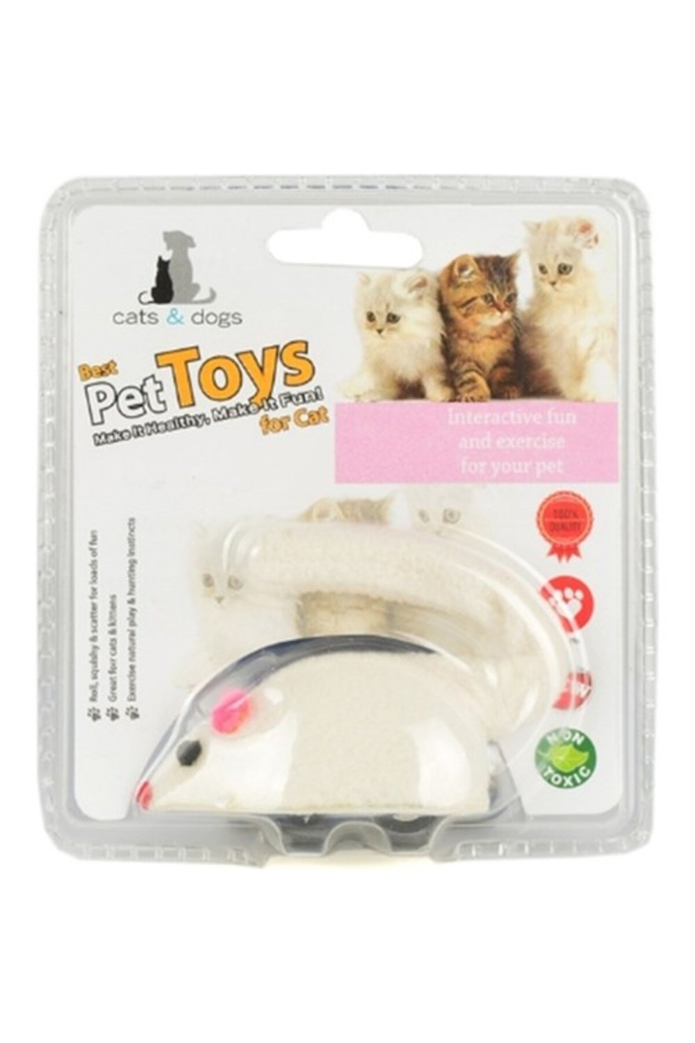 Pettoys Kurmalı Fare Peluş Kedi Oyuncağı Beyaz