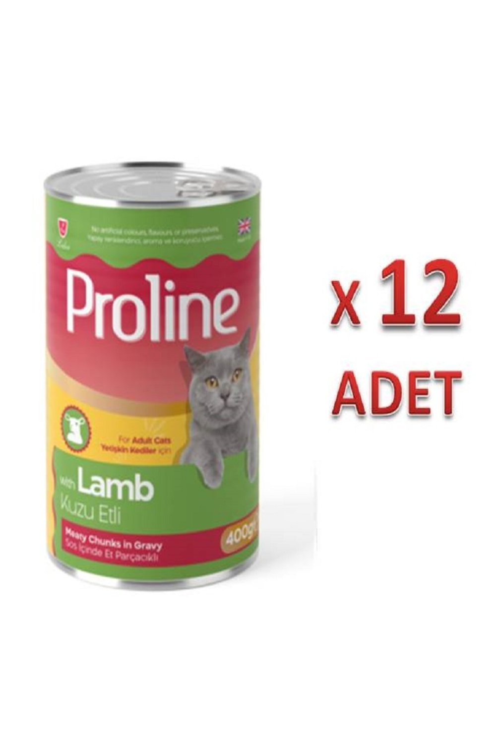 Pro Line Kuzu Etli Sos İçinde Et Parçacıklı Konserve Yetişkin Kedi Maması 400gr x 12 Adet