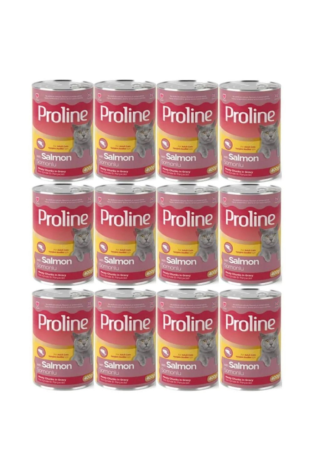 Pro Line Sos İçinde Somonlu Yetişkin Kedi Konservesi 400 Gr*12 Adet