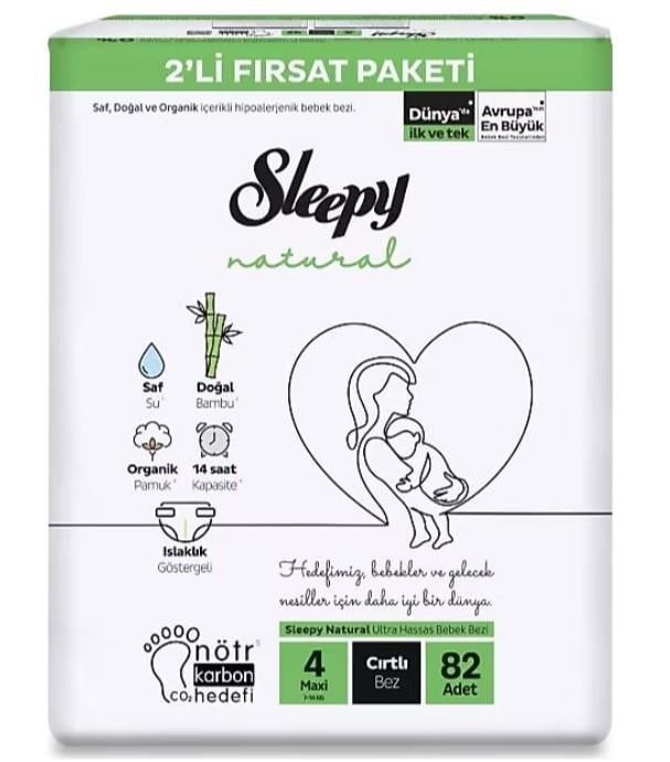 Sleepy Natural Mega Paket Bebek Bezi 4 Numara Maxi 82 Adet