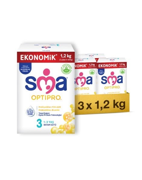 SMA Optipro Probiyotik 3 Devam Sütü 1200 gr x3 Adet