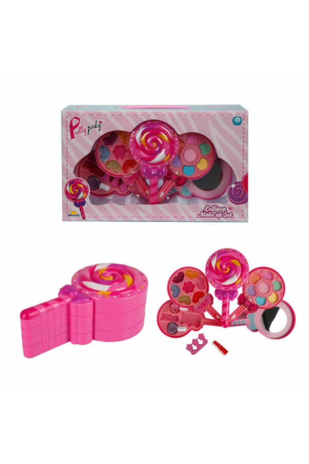 Sunman Pretty Pinky Lolipop Şekilli Oyuncak Güzellik ve Makyaj Seti Katlanabilen- 5 Katman Makyaj Seti