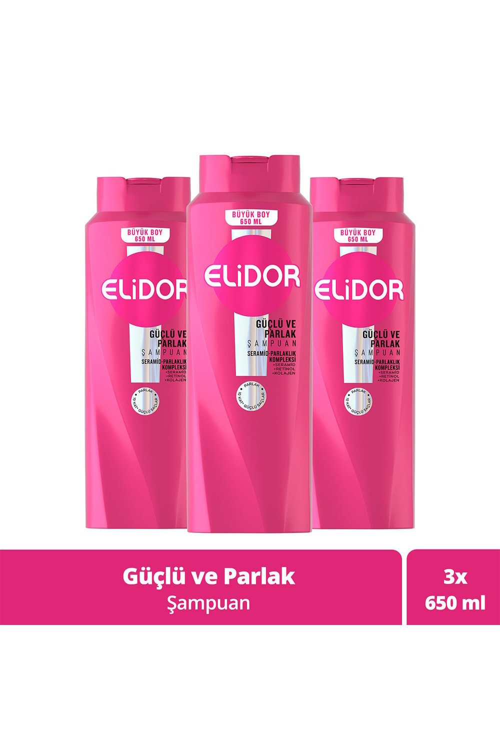 Superblend Saç Bakım Şampuanı Güçlü Ve Parlak E Vitamini Makademya Yağı Kolajen 650 ml X3