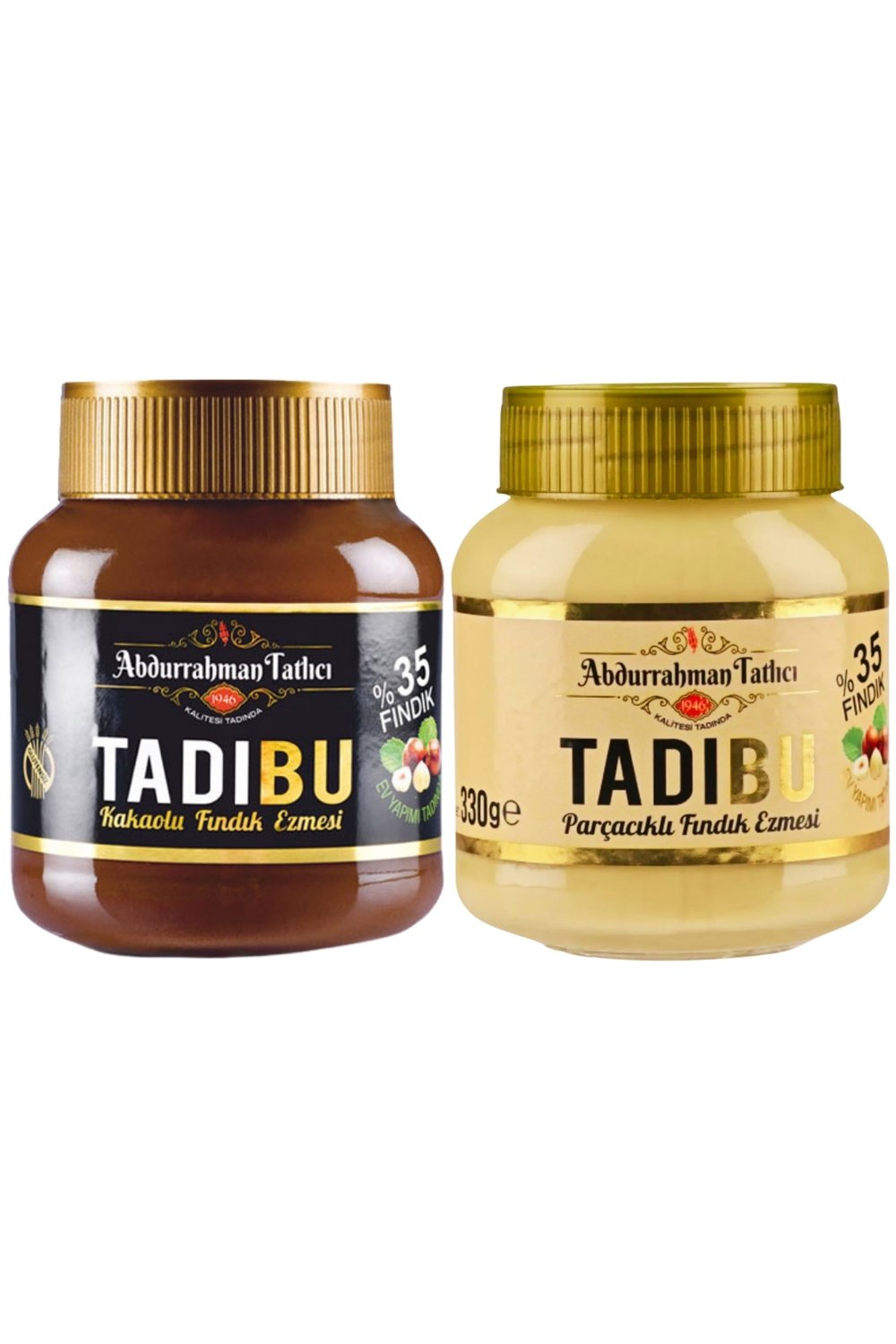 Tadıbu Kakaolu Fındık Kreması 330 gr +  Parçacıklı Fındık Kreması 330 gr 