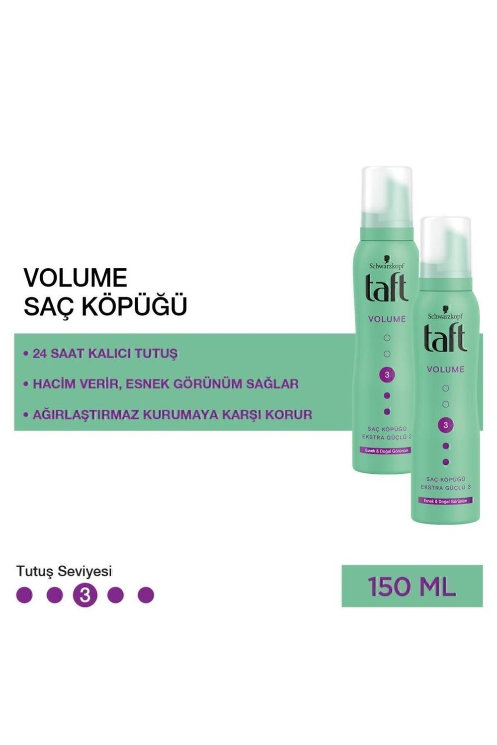 Taft True Volume Saç Köpüğü 150ml - 2'li Set Hacim Verici