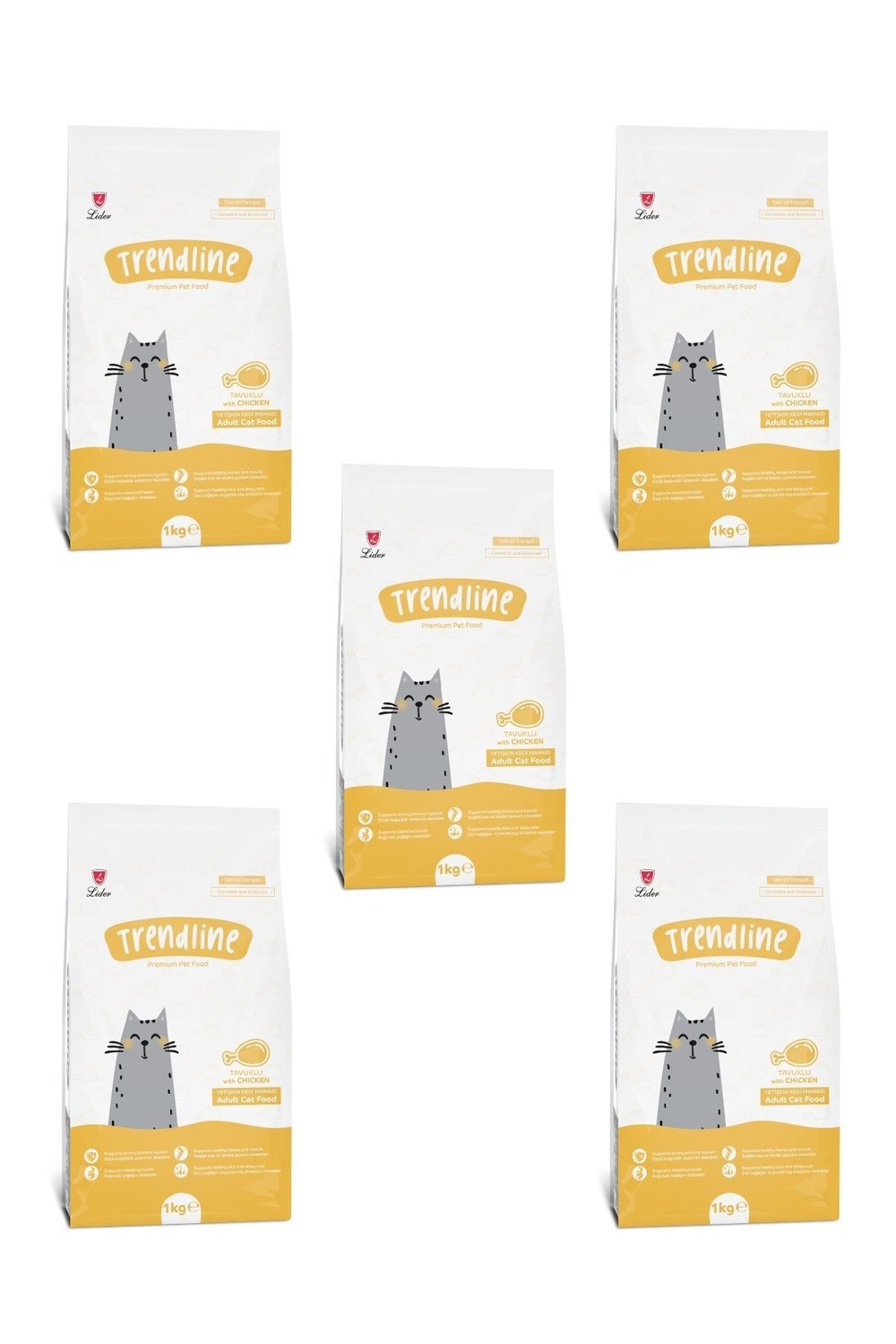 Trendline Tavuklu Kedi Kuru Maması - 1 Kg X 5 Adet