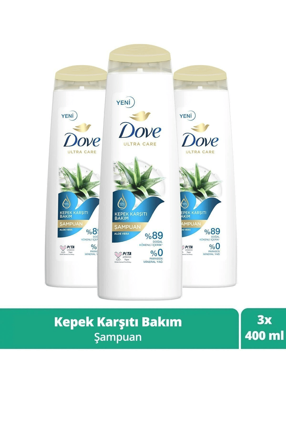 Ultra Care Saç Bakım Şampuanı Kepek Karşıtı Bakım Aloe Vera 400 ml x3 Adet