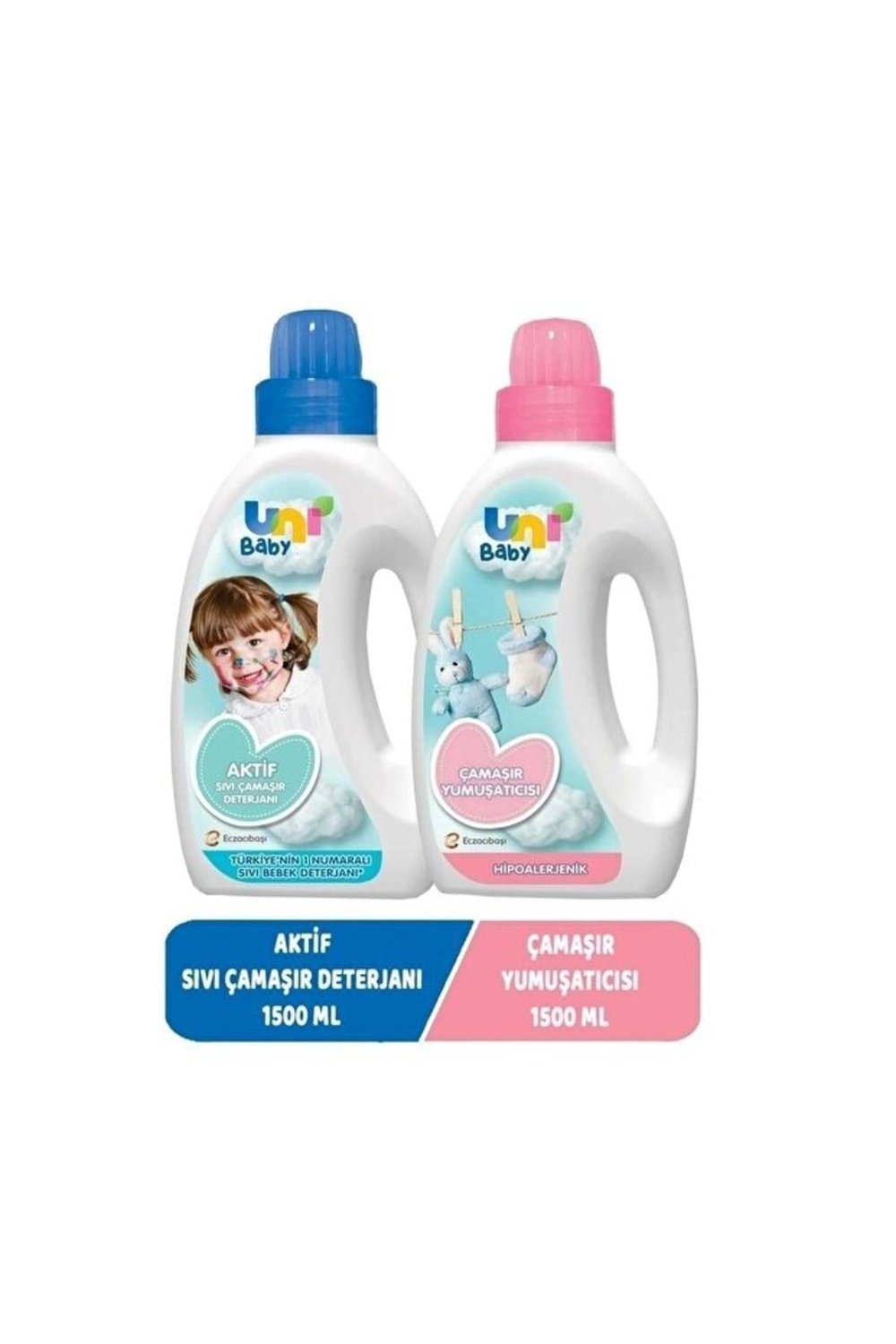 Uni Baby Sıvı Çamaşır Deterjanı Aktif Yumuşatıcı Hassas/hipoalerjenik Karma 2x1500ml