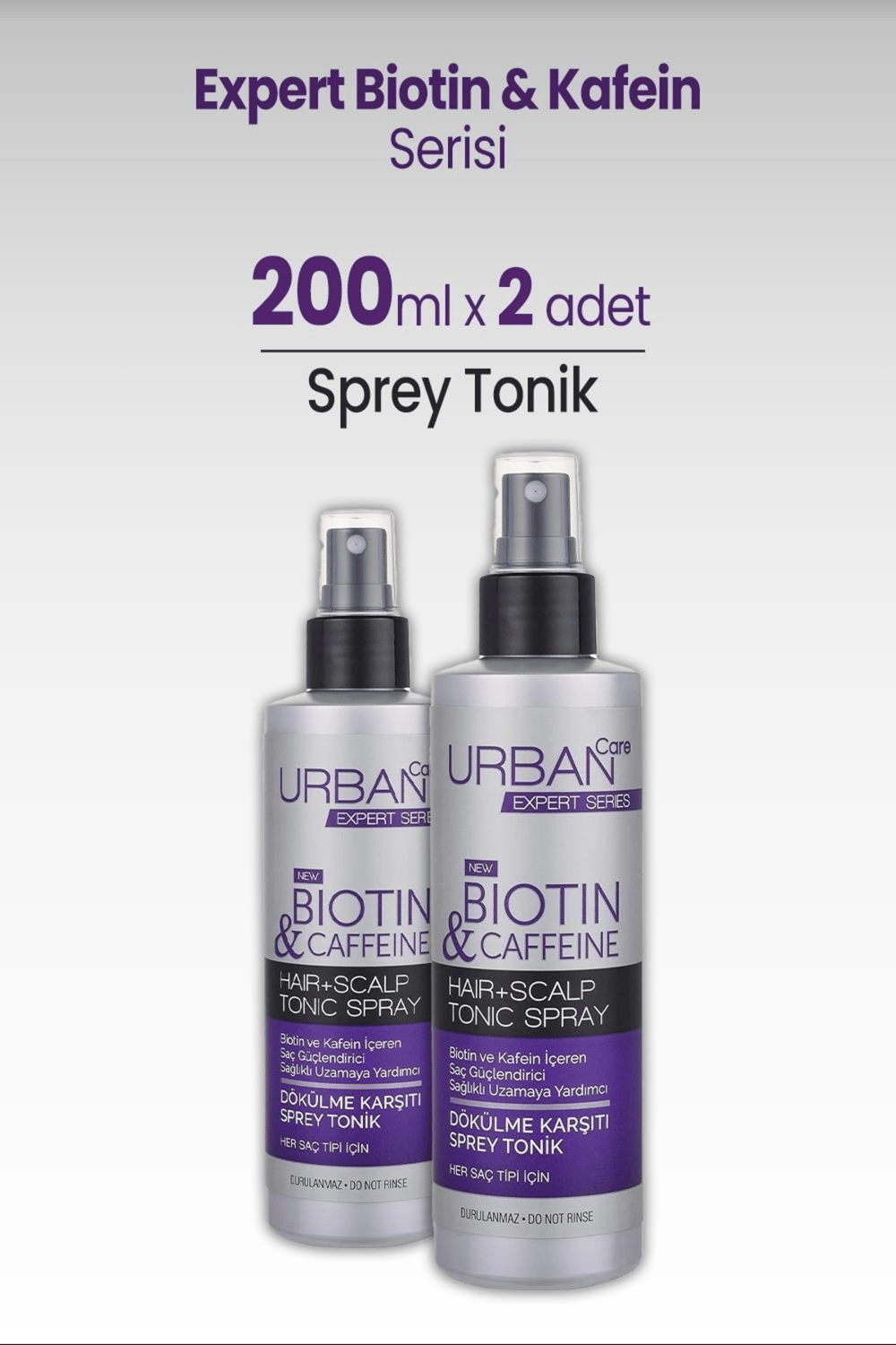 Urban Care Expert Biotin Kafein Dökülme Karşıtı Hızlı Uzamaya Yardımcı Saç Bakım Tonik Sprey 200 ml x2 Adet