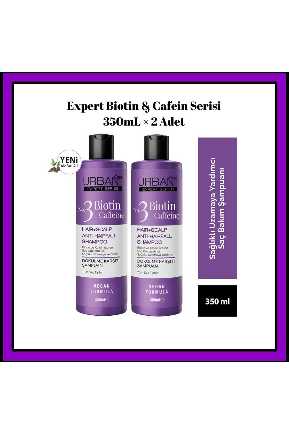 Urban Care Expert Biotin Ve Kafein Dökülme Karşıtı Hızlı Uzamaya Yardımcı Şampuan 350 ml x2 Adet