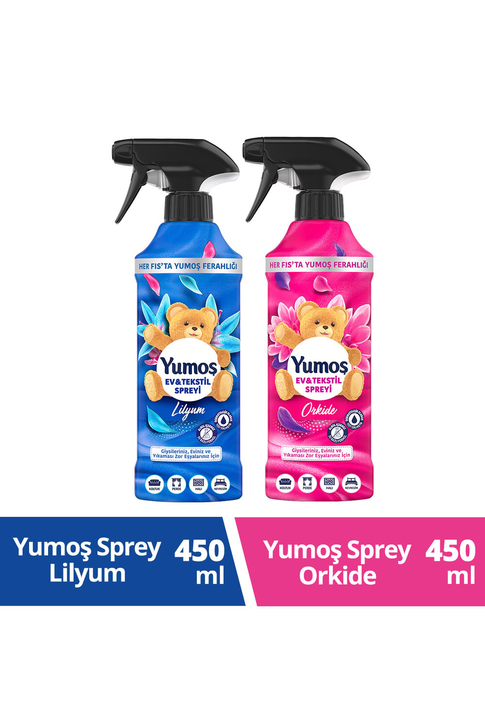 Yumoş Sprey Orkide 450 ml + Yumoş Sprey Lilyum 450 ml