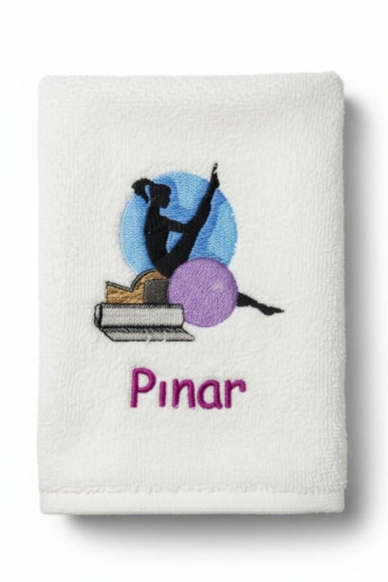 Kişiye Özel Nakışlı Pilates Temalı Spor ve Fitness Antreman Havlusu 50x90 cm  